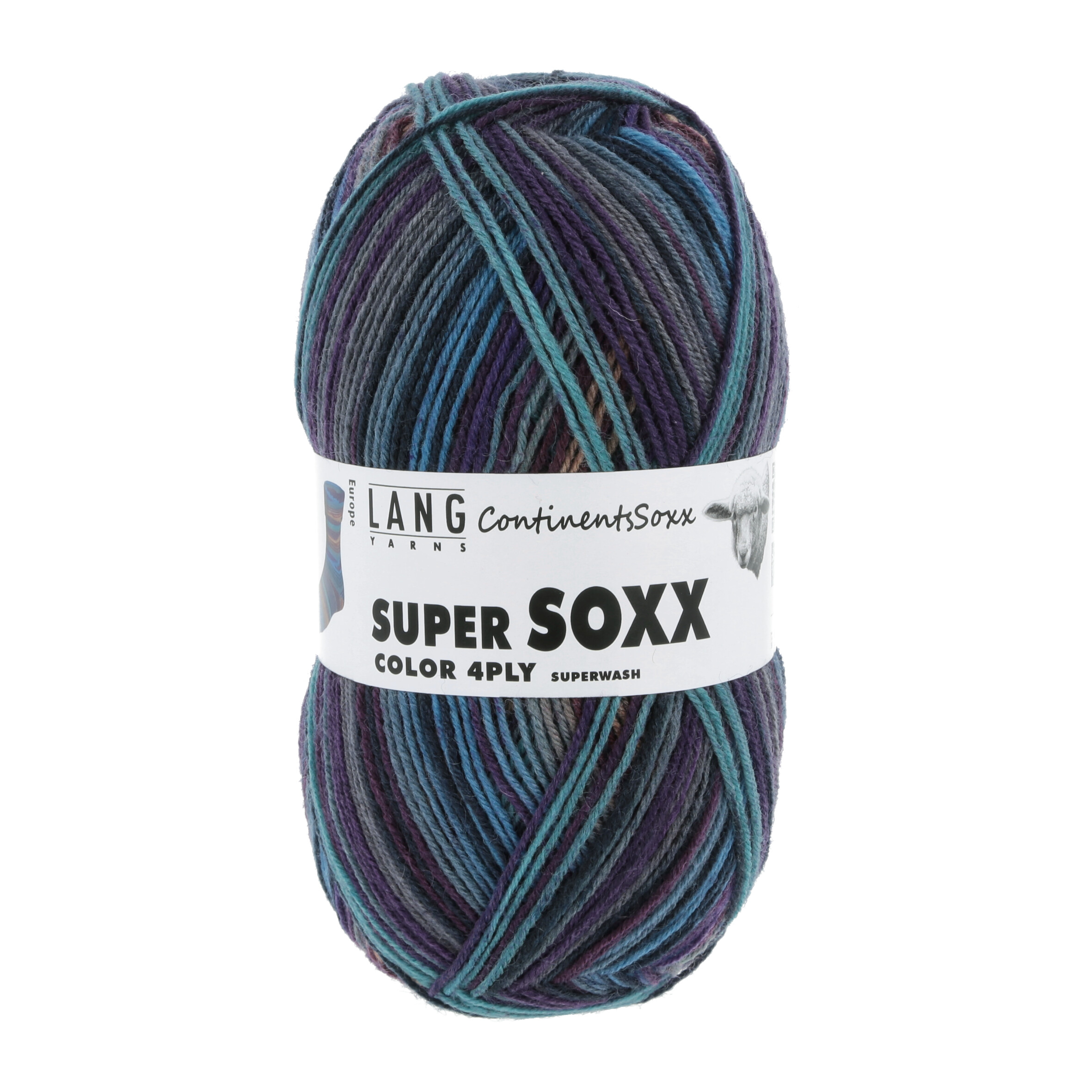 Lang Yarns Super Soxx Color - 9010403 Blå/grön