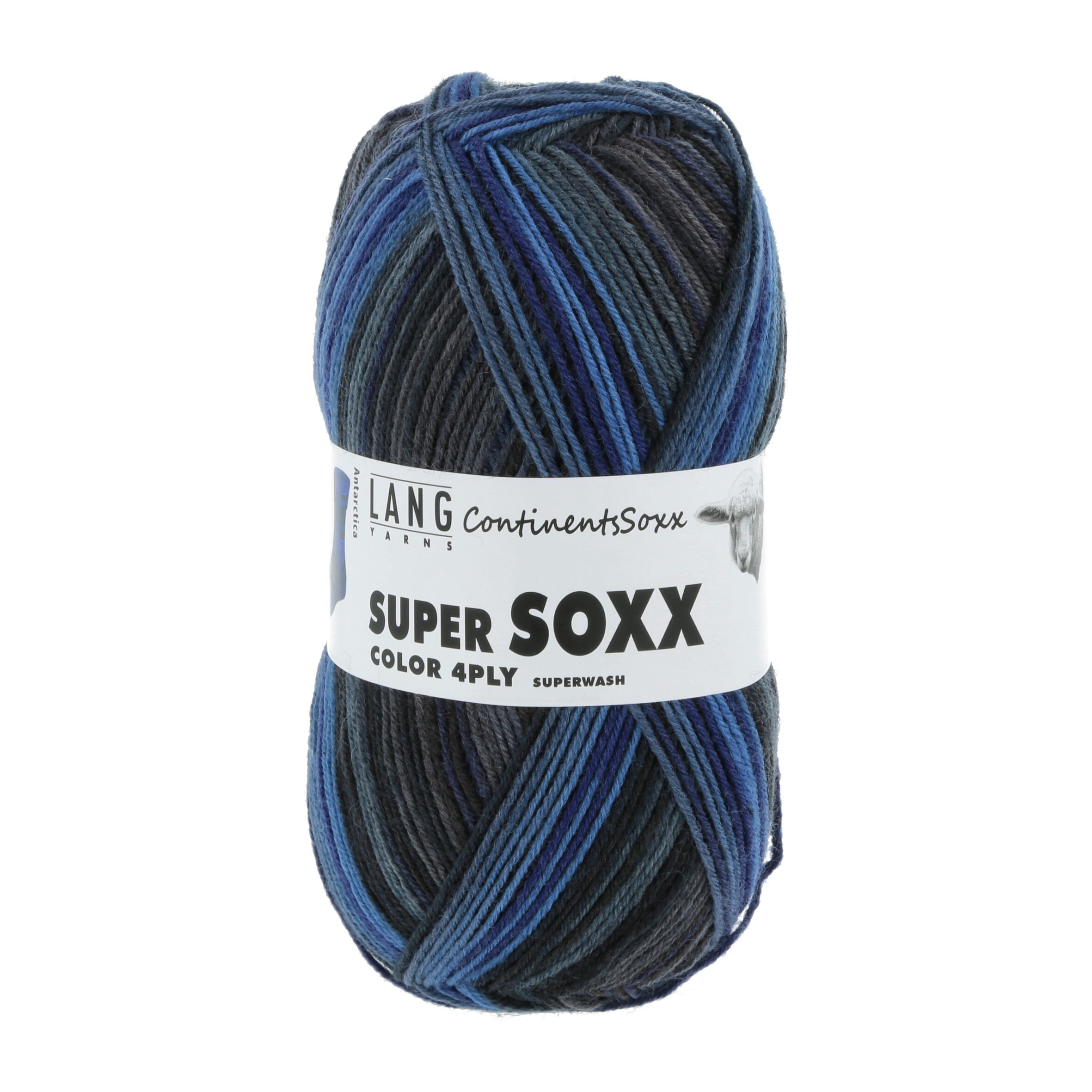 Lang Yarns Super Soxx Color - 9010406 Blå/grå